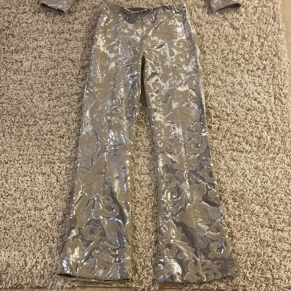 MAJE Woman's Velvet set of top&trousers with sequin embroidery size 1 NWOT